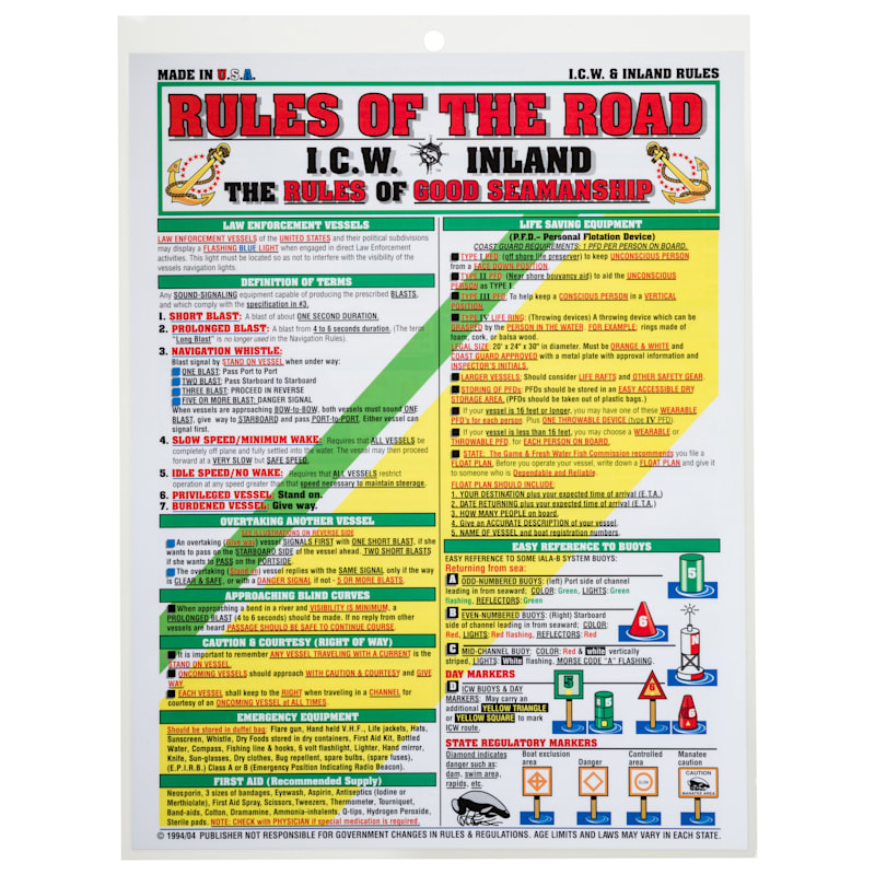 Waterproof Chart - Rules of the Road #2
