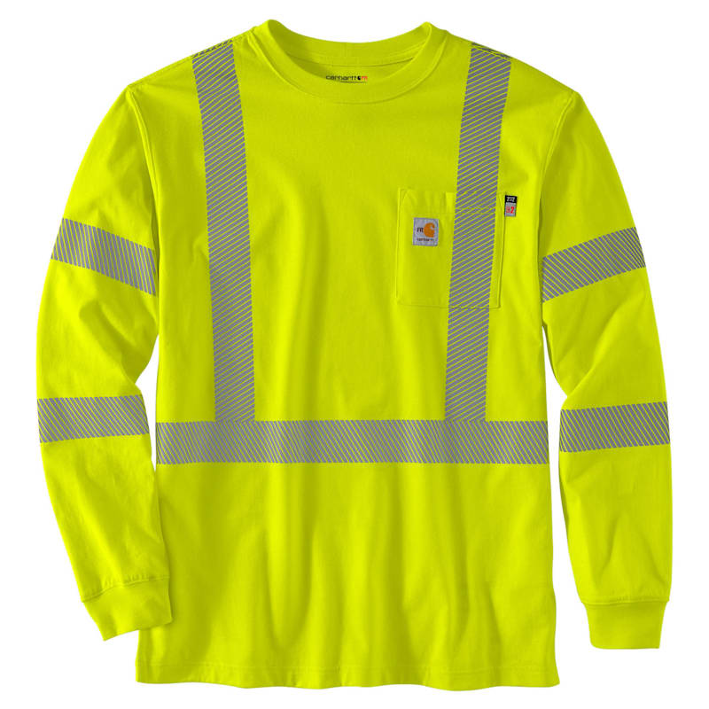 Carhartt Force Flame-Resistant High-Visibility Loose-Fit Midweight Class 3 Long-Sleeve Pocket T-Shirt for Men