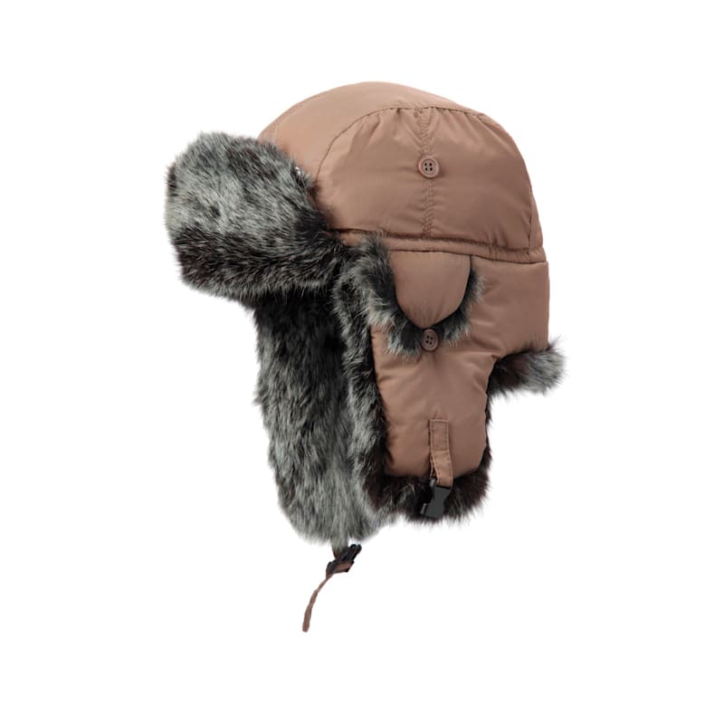Crown Cap Down Filled Aviator with Frosted Rabbit Trim
