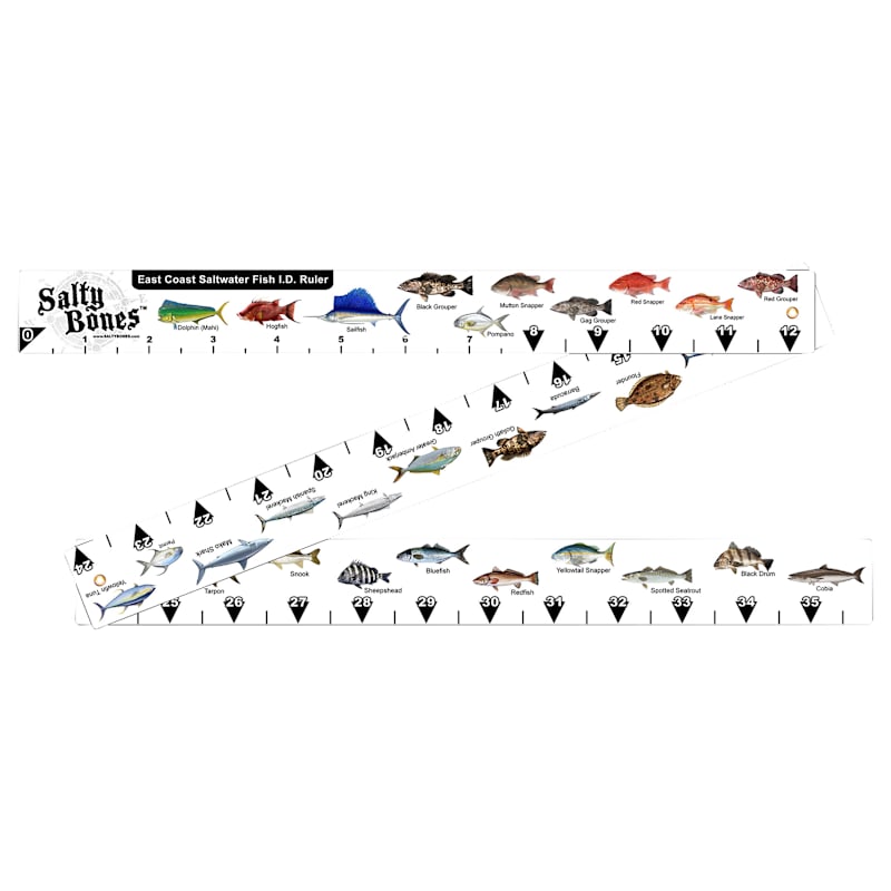 Salty Bones East Coast Saltwater Fishing ID Folding Ruler