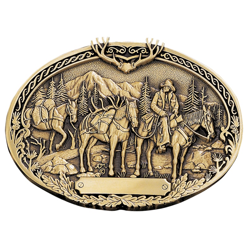 Montana Silversmiths Pack Horses and Rider Brass Heritage Attitude Belt Buckle