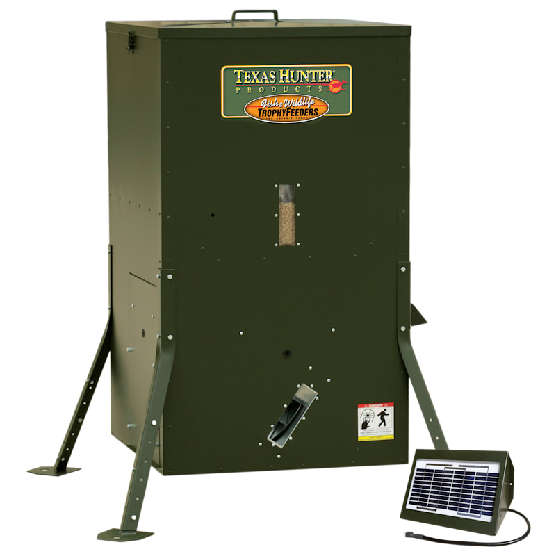 Texas Hunter Directional Fish Feeder with Adjustable Legs and Solar Charger