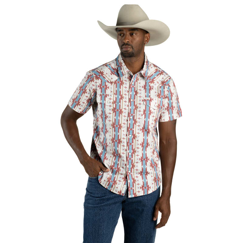 Sendero Wyatt Pearl Snap Short-Sleeve Serape Shirt