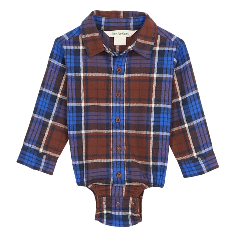 Bass Pro Shops Flannel Long-Sleeve Button-Down Bodysuit for Babies