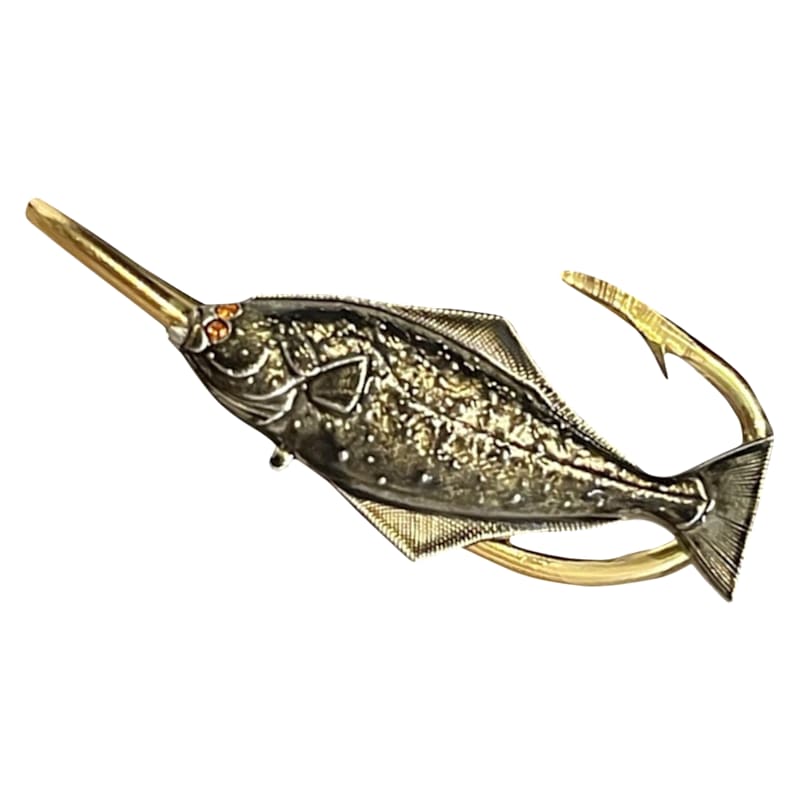 Hookits Halibut Fishing Hook Hat Pin Clip