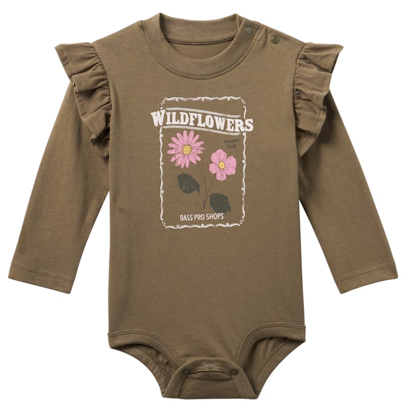Bass Pro Shops Graphic Ruffle Long-Sleeve Bodysuit for Babies