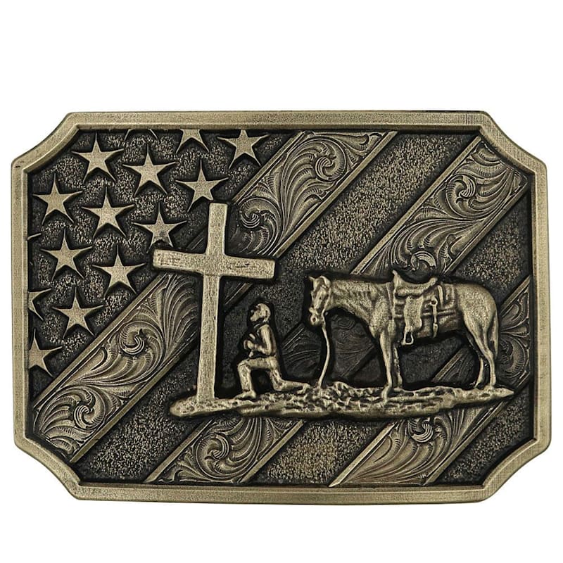 Montana Silversmiths Patriot Christian Cowboy Attitude Belt Buckle
