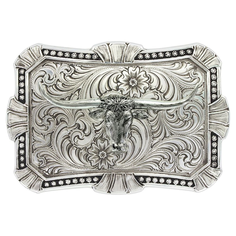 Montana Silversmiths Antiqued Trailblazer Longhorn Buckle