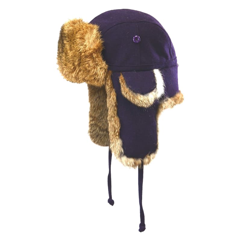 Crown Cap Wool Blend Aviator Hat with Rabbit Trim