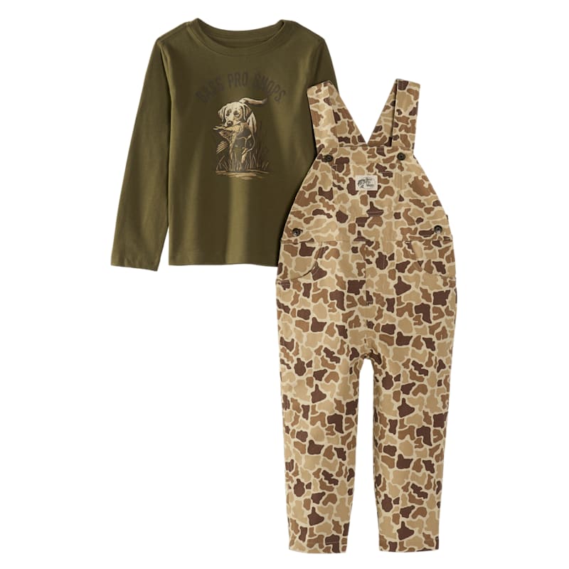 Bass Pro Shops Long-Sleeve T-Shirt and Overalls Set for Toddlers