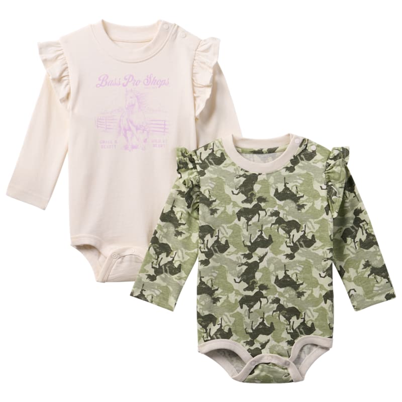 Bass Pro Shops Western Ruffle Long-Sleeve Bodysuit for Babies 2-Piece Set