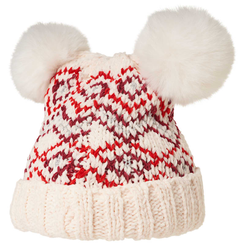 Grand Sierra Glitter Chenille Double-Pom Beanie for Toddlers