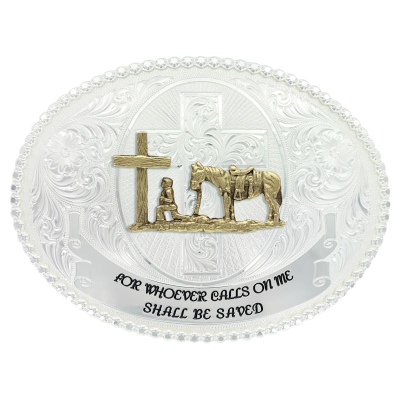 Montana Silversmiths Faith and Wisdom Western Belt Buckle with Christian Cowboy