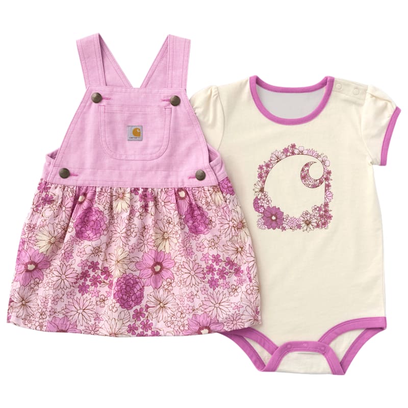 Carhartt Flowers Short-Sleeve Bodysuit and Printed Jumper 2-Piece Set for Babies