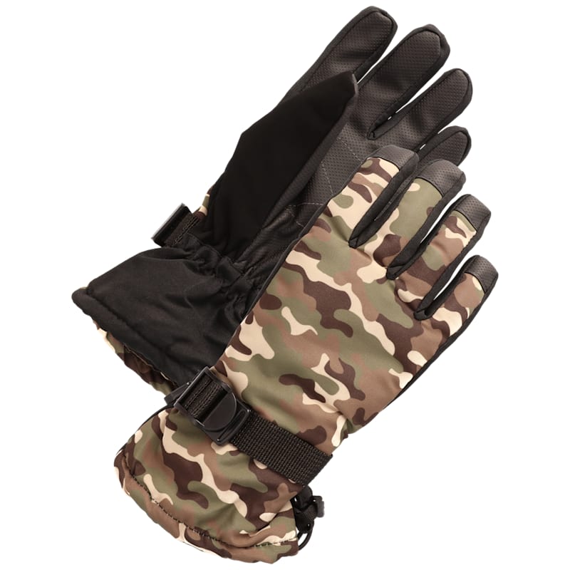 Grand Sierra Camo Waterproof Ski Gloves for Kids