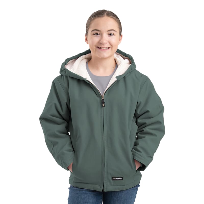Berne Sherpa-Lined Softstone Duck Princess-Seam Hooded Jacket for Kids