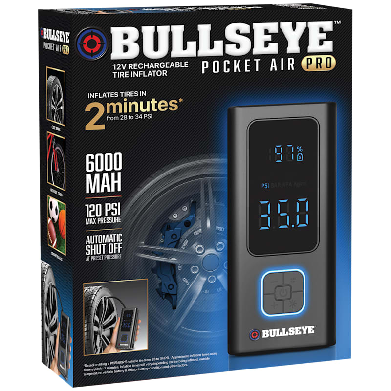Bullseye Pocket Air Pro 12V Rechargeable Tire Inflator