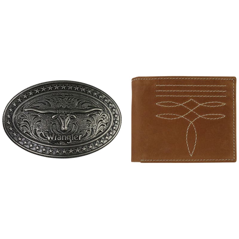 Wrangler Bifold Wallet with Belt Buckle for Men