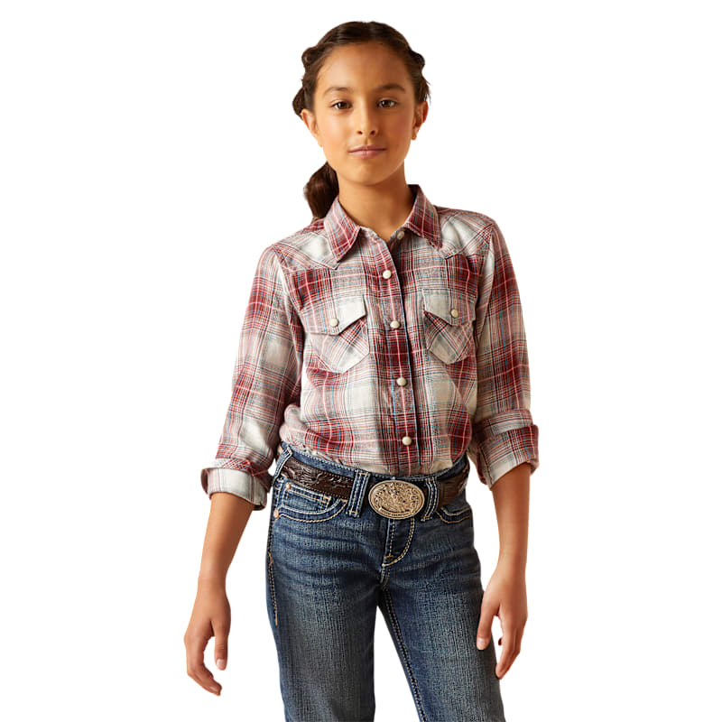 Ariat Afternoon Plaid Long-Sleeve Button-Down Shirt for Kids