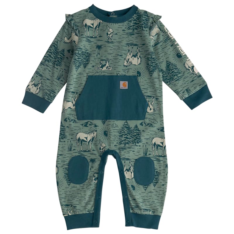 Carhartt Horse Print Long-Sleeve Coveralls for Babies