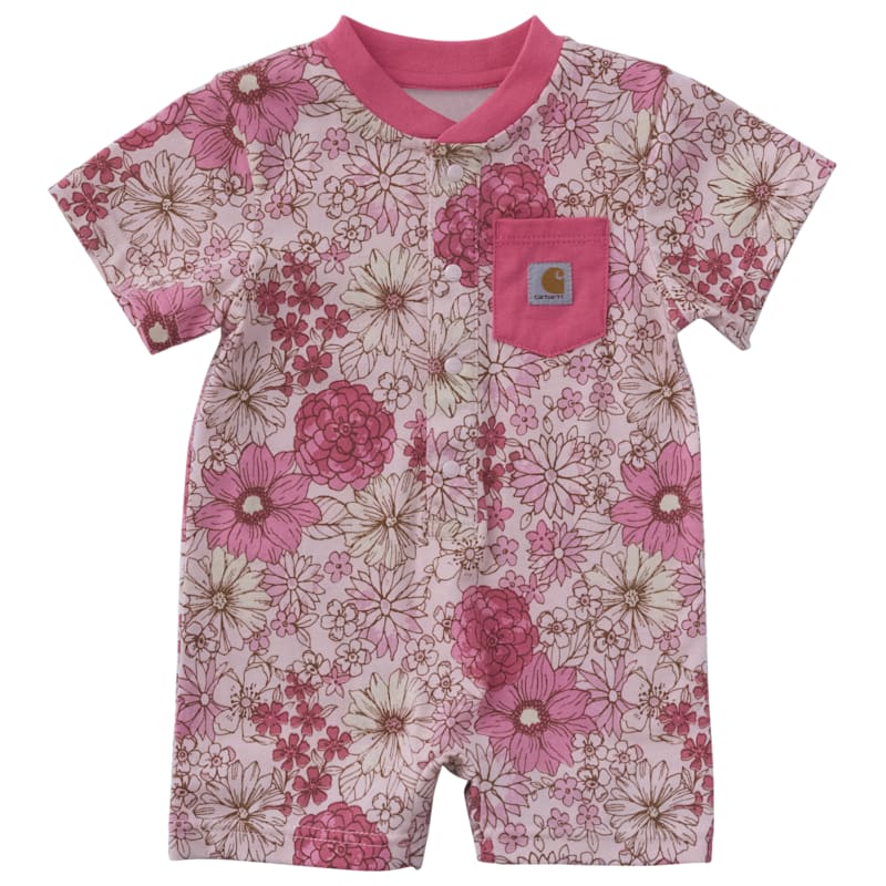 Carhartt Floral Henley Short-Sleeve Pocket Romper for Babies