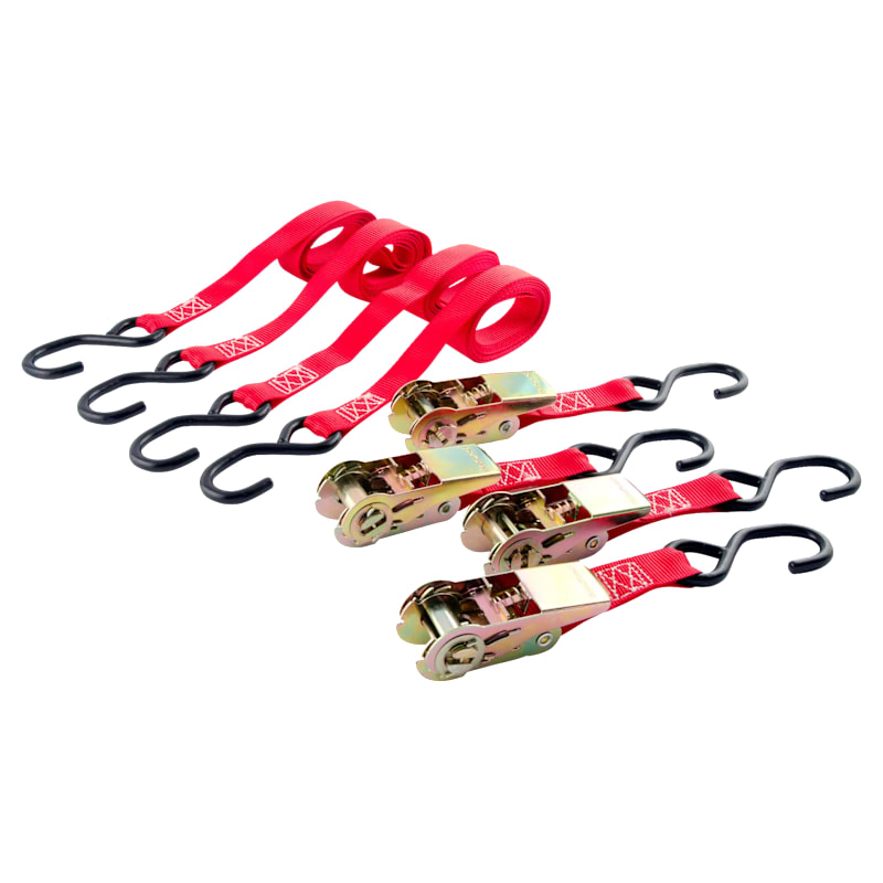 Erickson 900-Lb. Ratcheting Large S-Hook Tie-Down Straps 4-Pack