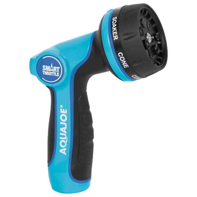 Aqua Joe Heavy-Duty Indestructible Metal Multifunction Adjustable Hose Nozzle with Smart Throttle