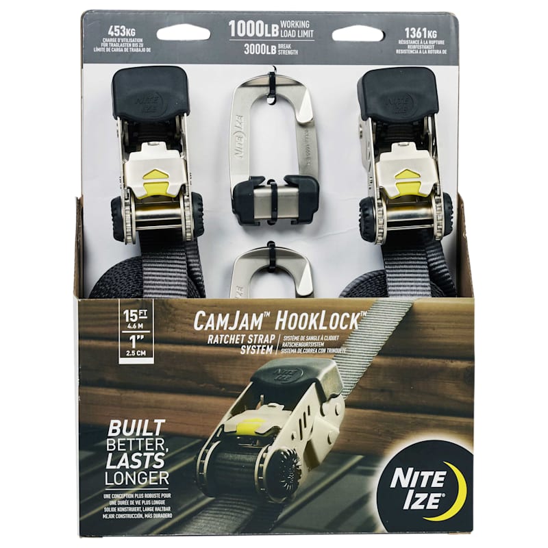 Nite Ize CamJam HookLock Large Ratchet Strap System 2-Pack