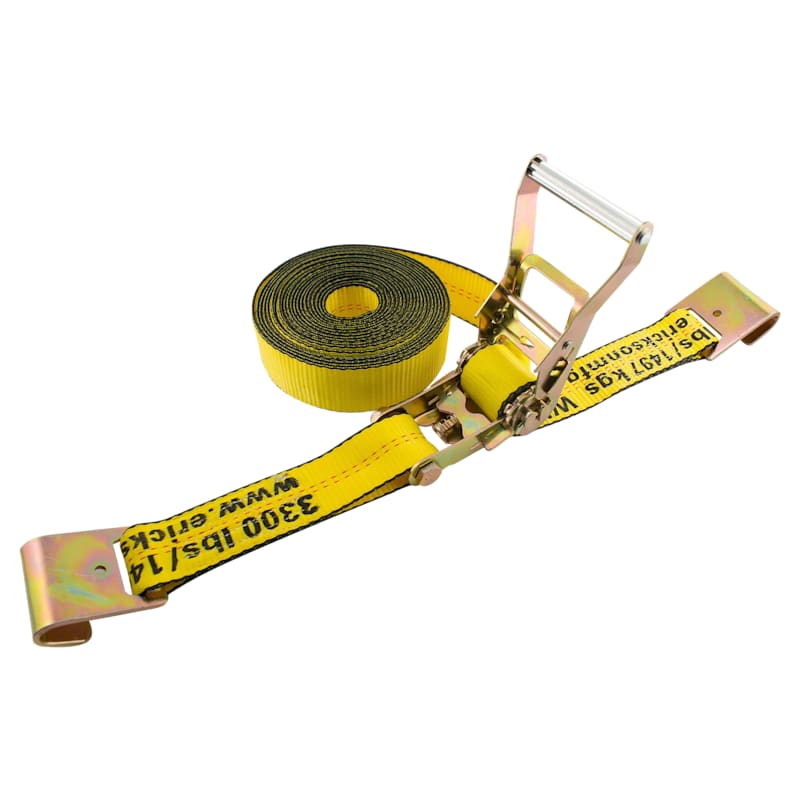 Erickson 10,000-Lb. Ratchet Strap with Flat Hooks and Steel Handle