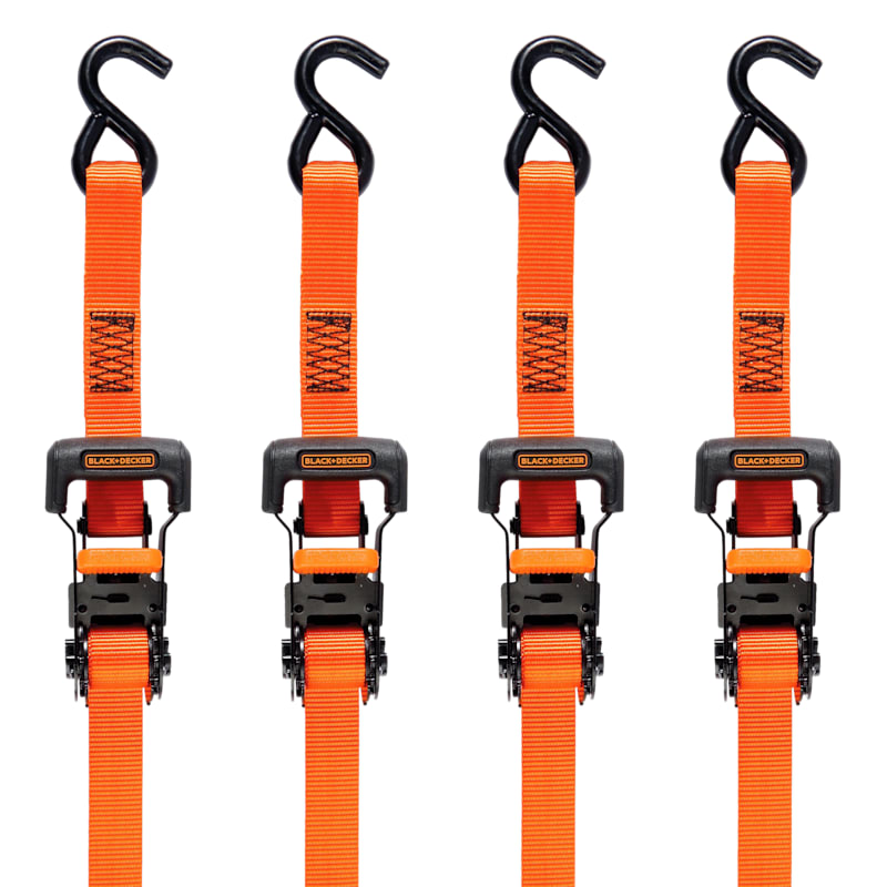 Black+Decker 10' Medium-Duty Ratchet Tie-Down Straps – 4-Pack