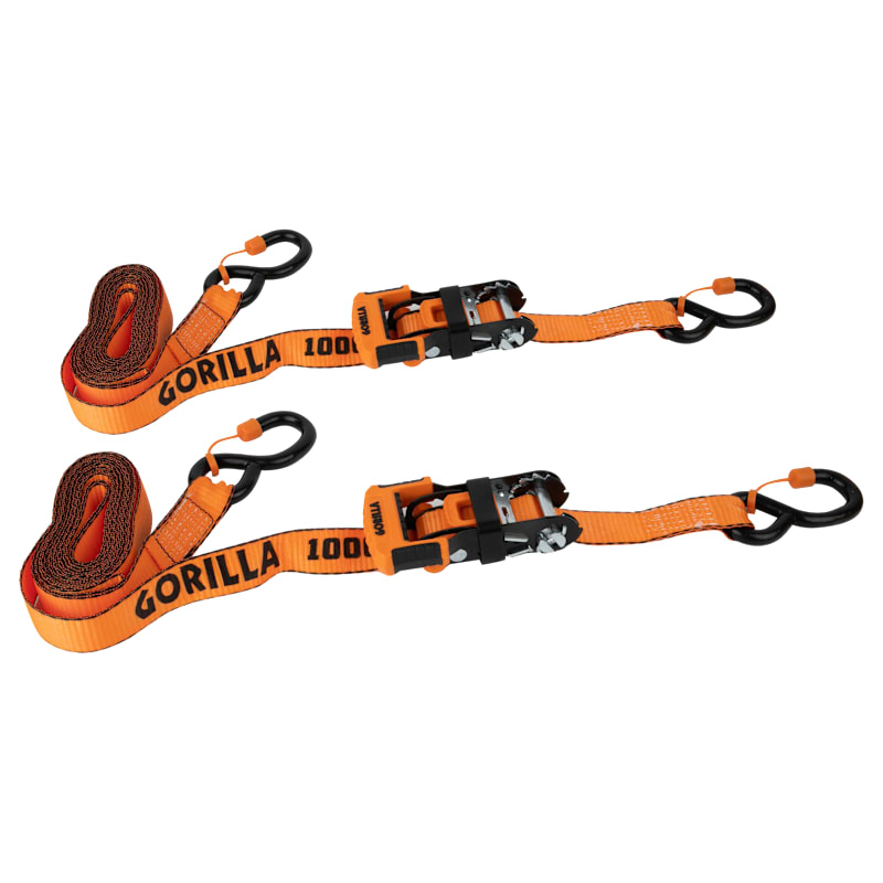 Gorilla 1.25" x 16' Sliding Ratchet Strap with Cap Locks 2-Pack