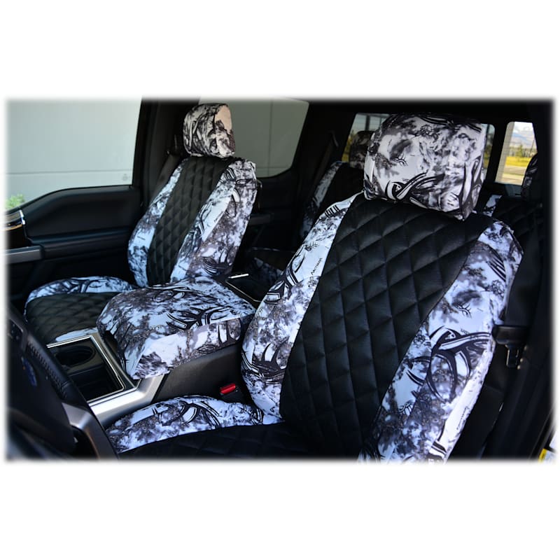 Ruff Tuff Animal Skin-Look Seat Covers with Diamond Quilt Insert and Camo Trim