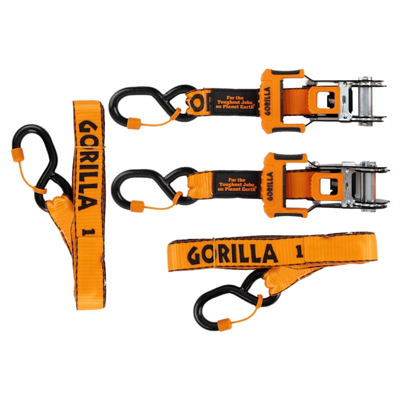 Gorilla Ratchet Strap with Cap Locks 2-Pack