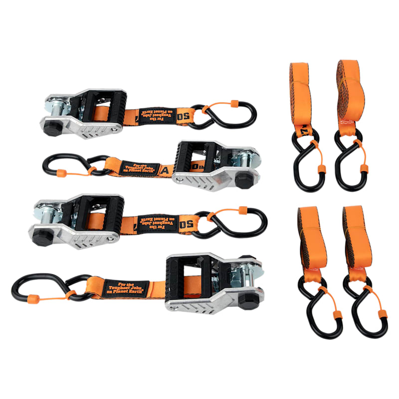 Gorilla 12' x 1" Aluminum-Handle Ratchet Strap with Cap Locks 4-Pack