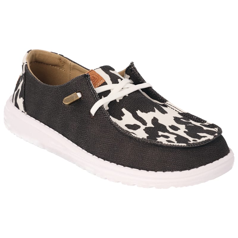 HEYDUDE Wendy Cow Print Canvas Shoes for Ladies