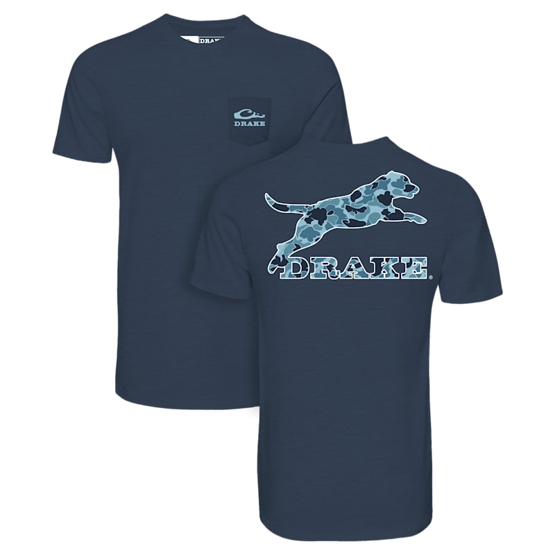 Drake Waterfowl Leaping Lab Old School Short-Sleeve Pocket T-Shirt