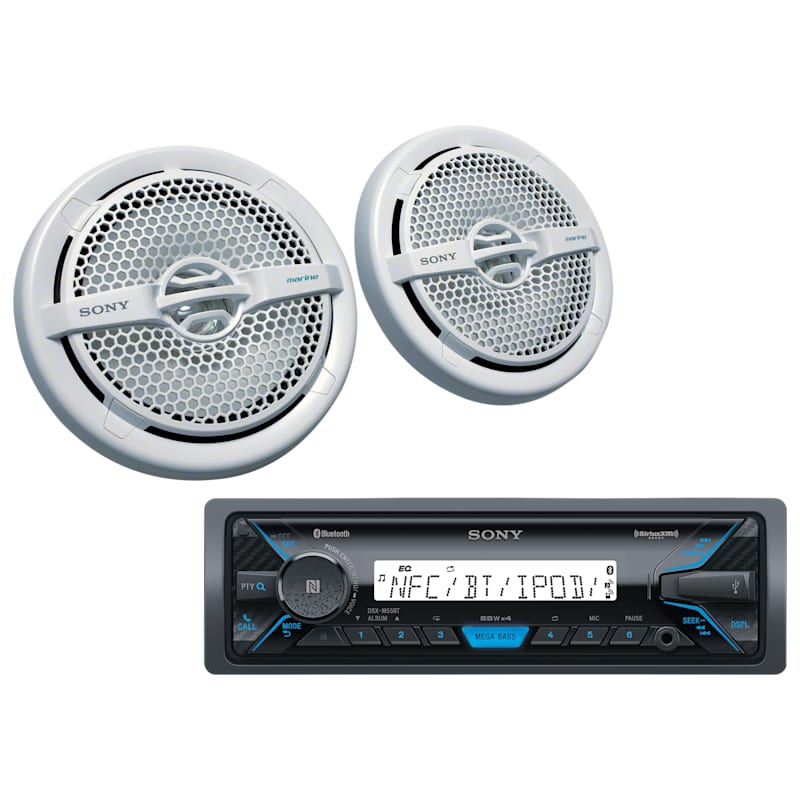 Sony Marine Bluetooth AM/FM/MP3/Satellite Mechless Receiver and Speakers Set