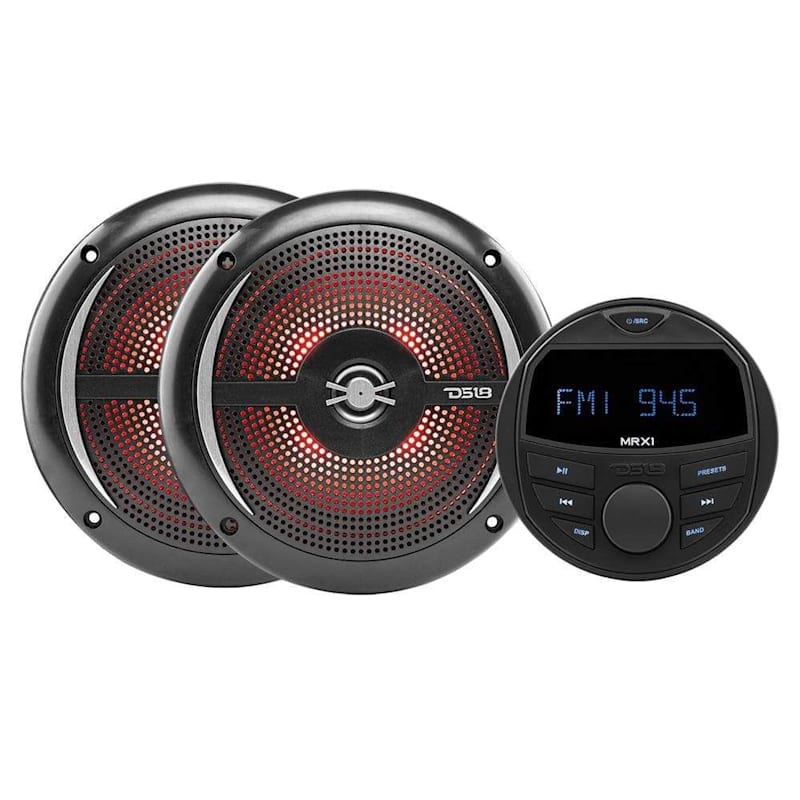 DS18 Water-Resistant Marine Head Unit and 6.5" Speakers Pair Package