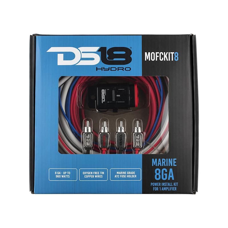 DS18 Marine Tinned 100% Copper OFC 8-Gauge Amplifier Installation Kit