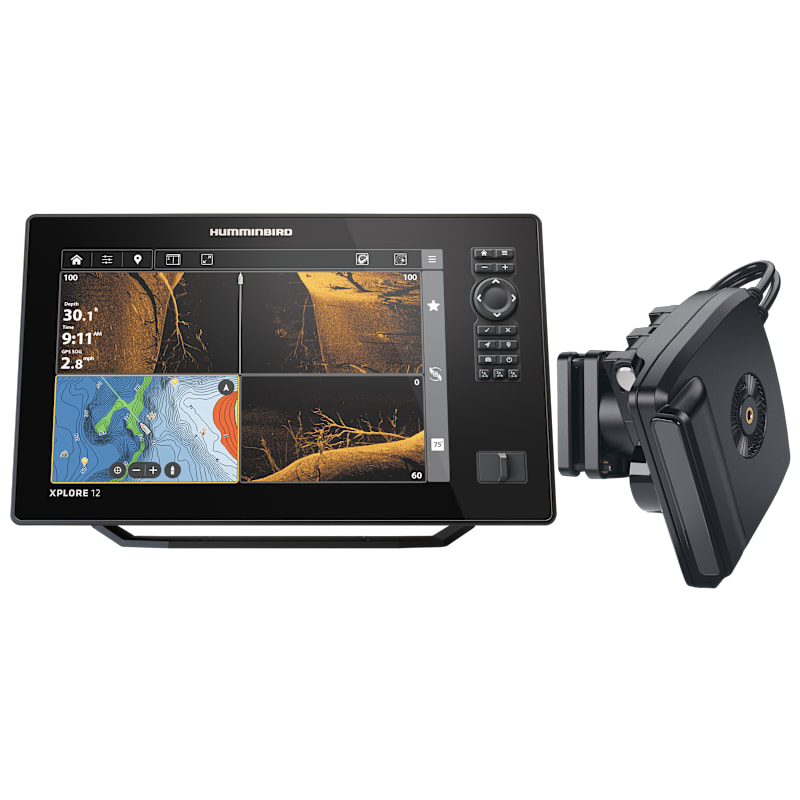 Humminbird XPLORE 12 CMSI+ CHIRP MEGA SI Fish Finder/Chartplotter and MEGA Live 2 Imaging Transducer Bundle