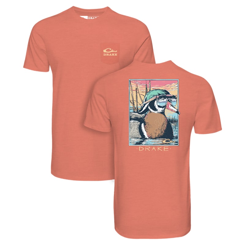 Drake Waterfowl Pop Art Wood Duck Sunglasses Short-Sleeve Pocket T-Shirt