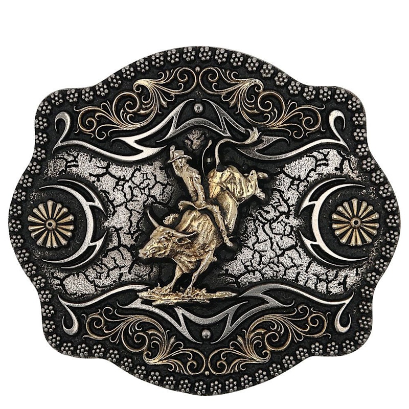 Montana Silversmiths A-Blaze Filigree Framed Bull Rider Attitude Belt Buckle