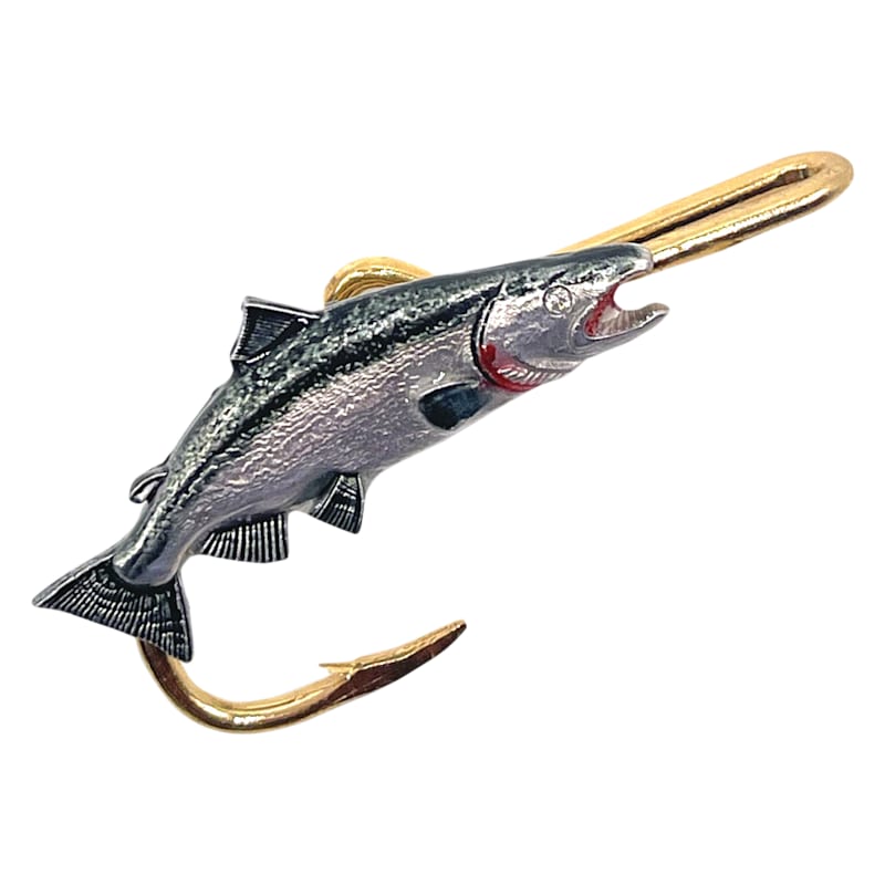Hookits King Salmon Fishing Hook Hat Pin Clip