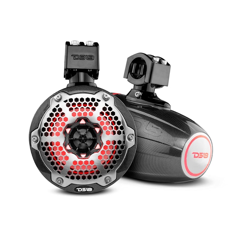 DS18 HYDRO CF-X6TP 6.5'' Marine Water-Resistant Wakeboard Tower Speakers with Integrated RGB LED Lights