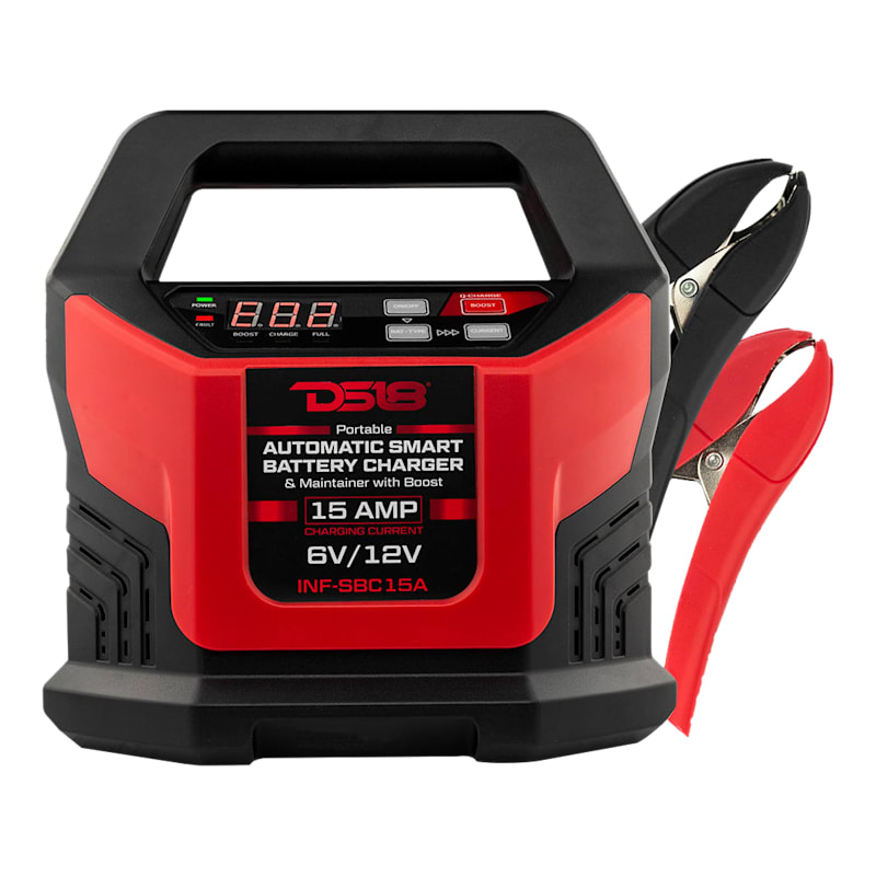 DS18 15A Automatic Smart Lithium and AGM Battery Charger, Maintainer, and Jump Booster