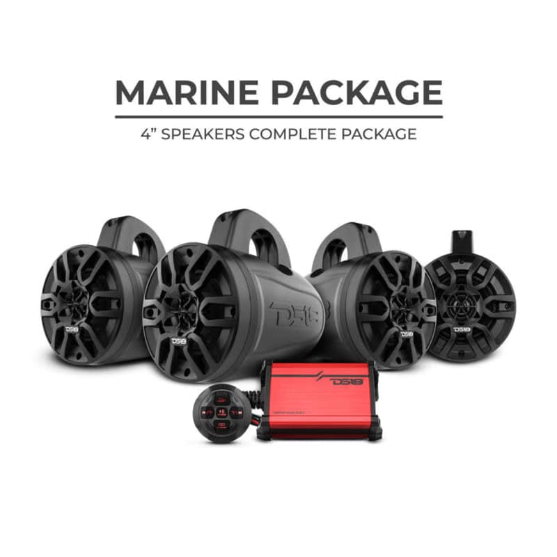 DS18 HYDRO 4" Wakeboard Tower Speakers with Amplifier and Bluetooth Remote Control Package