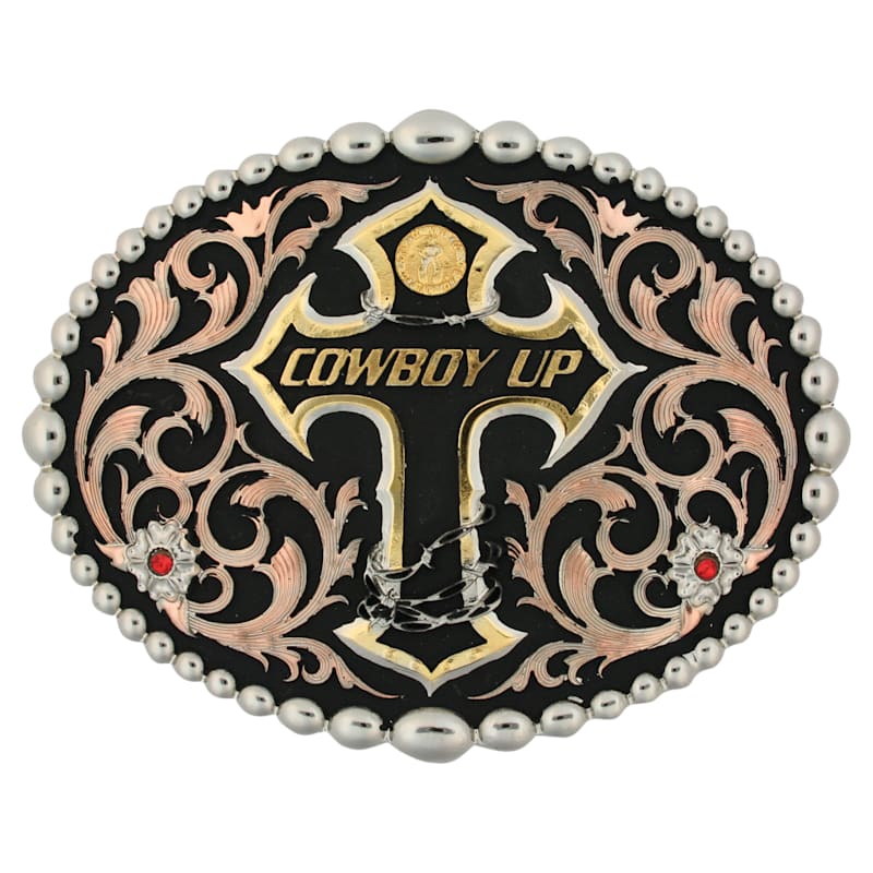 Montana Silversmiths Tri Color Cowboy Up Attitude Belt Buckle