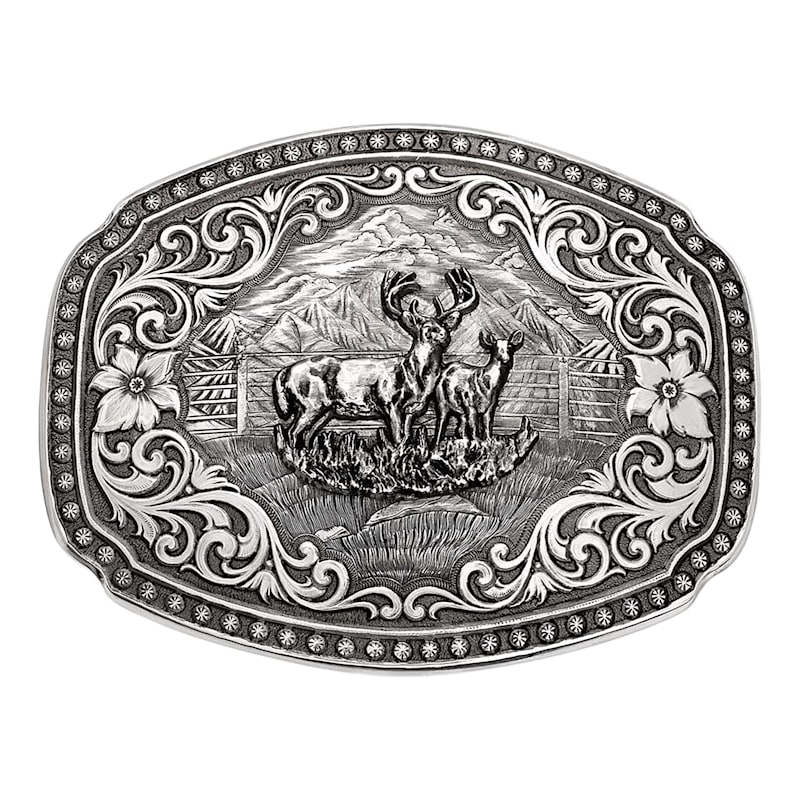 Montana Silversmiths Nature's Valor Buck and Doe Belt Buckle