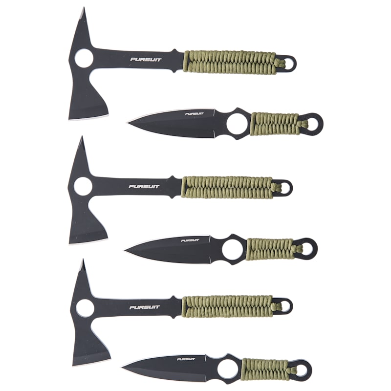 Pursuit Paracord 6-Pack Throwing Hatchet and Knife Combo