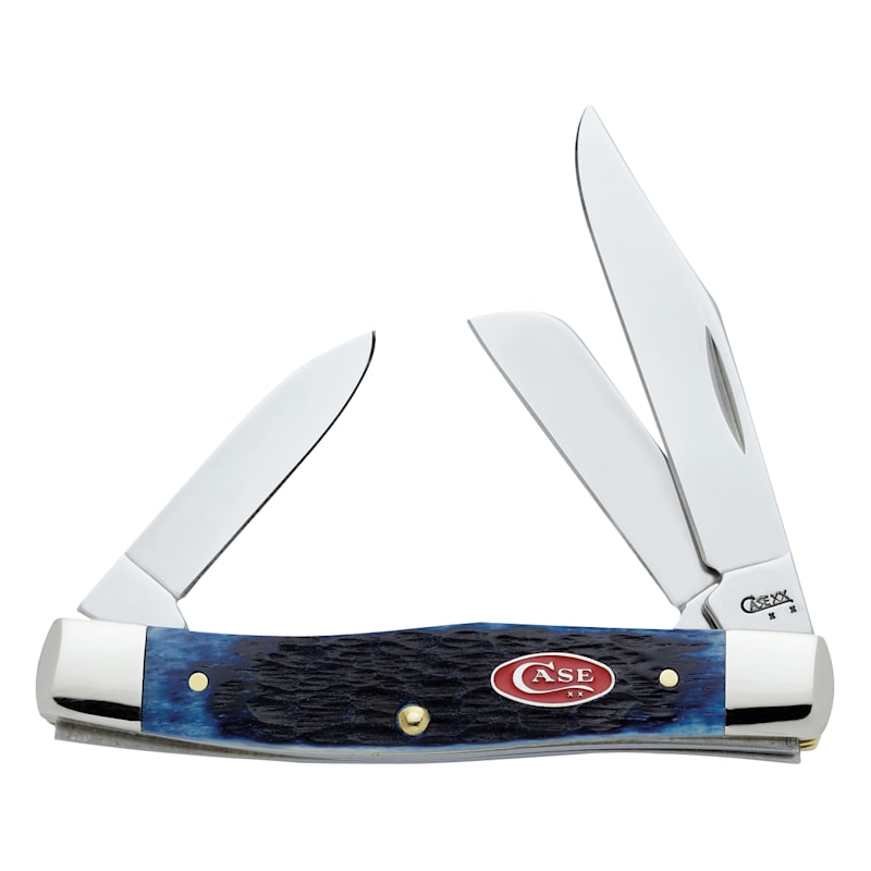 Case Navy Blue Jigged Bone Knife - Medium Stockman
